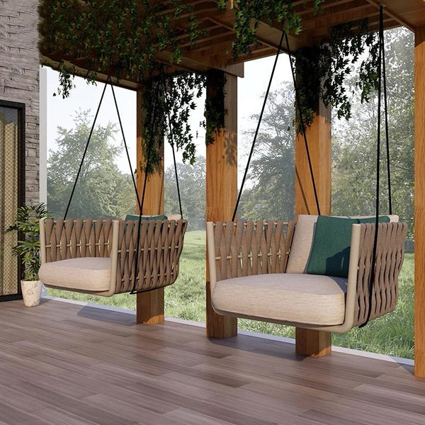 Hanging Swing, Balcony Swing, Garden Swing Chair- Birilyant Single and Double Seater- With - Stand - Braided & Rope