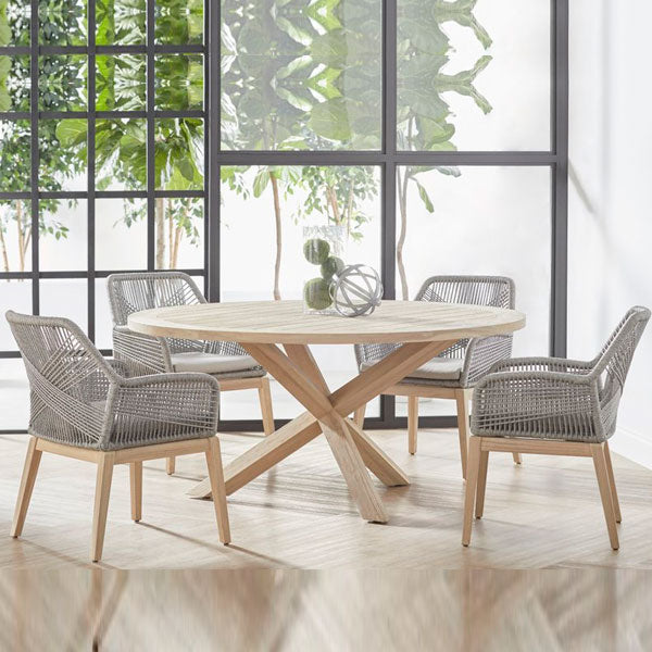 Outdoor Furniture Braided & Rope Coffee Chair - Azure - Ready Stock Sale