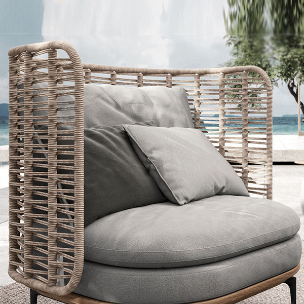 Luxurious Outdoor furniture - Buy Affordable 5 seater Outdoor Braid Rope sofa set with centre table - Buy Outdoor Sofa - Oyster Leaf From LUXOX INDIA - Outdoor Lounge Chair for garden, terrace and balcony