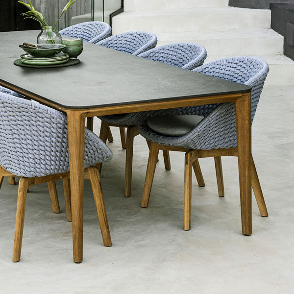 Outdoor Wood & Wicker - Dining Set - Peacock