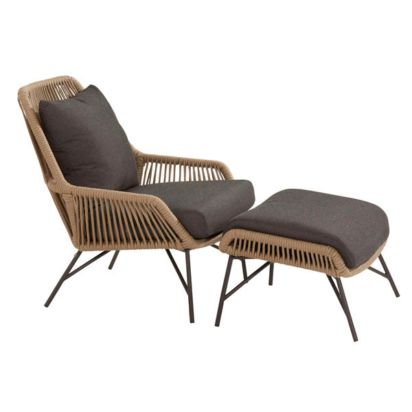 Outdoor Braid and Rope Heigh Back Chair,Lazy Chair, Rest Chair, Easy Chair, ocassional chair - Cardamon