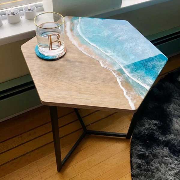 Epoxy Resin Furniture - Wood Table - Hexagonal