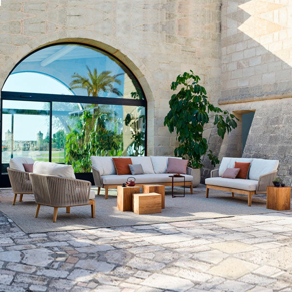 Luxurious Outdoor furniture - Buy Affordable 5 seater Outdoor Braid Rope sofa set with centre table - Buy Outdoor Sofa - Blessy From LUXOX INDIA - Outdoor Lounge Chair for garden, terrace and balcony