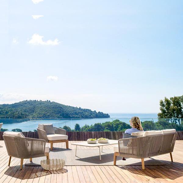 Luxurious Outdoor furniture - Buy Affordable 5 seater Outdoor Braid Rope sofa set with centre table - Buy Outdoor Sofa - Blessy From LUXOX INDIA - Outdoor Lounge Chair for garden, terrace and balcony
