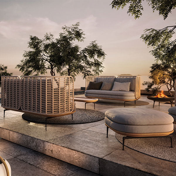Luxurious Outdoor furniture - Buy Affordable 5 seater Outdoor Braid Rope sofa set with centre table - Buy Outdoor Sofa - Oyster Leaf From LUXOX INDIA - Outdoor Lounge Chair for garden, terrace and balcony