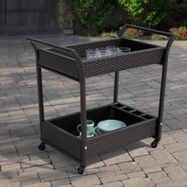 Outdoor Wicker Serving Trolley- Modern