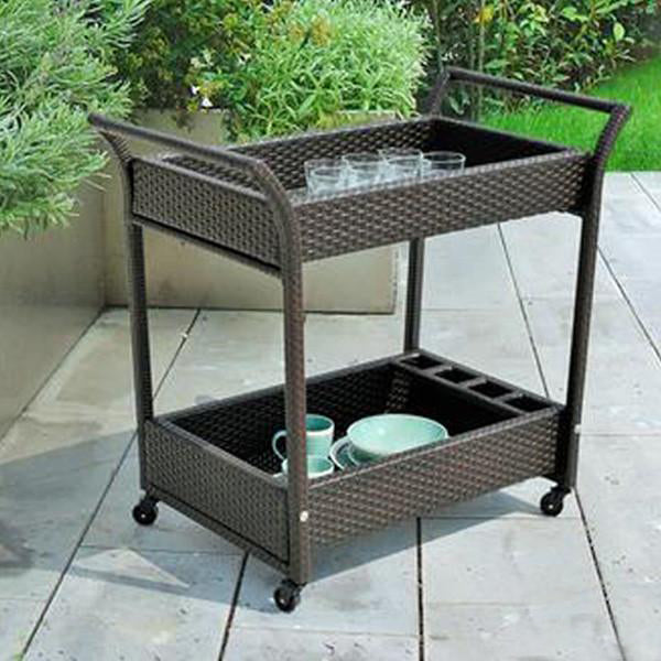Outdoor Wicker Serving Trolley- Modern