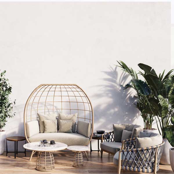 Outdoor Furniture Braided & Rope Sofa - Wooden Regency