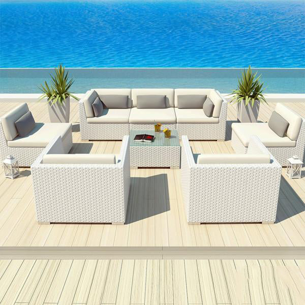 Outdoor Wicker Sofa - White Knight